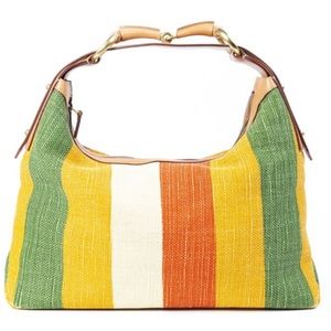 Gucci Medium Horsebit Hobo in Cotton Orange/green/off-White Pattern